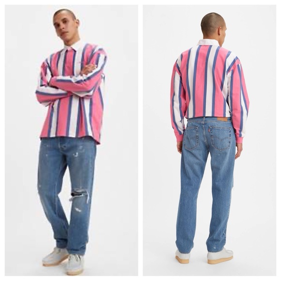 Levi's® Premium 501 ‘93 Straight Fit Paint Splatter Distressed Jeans - Picture 4 of 10